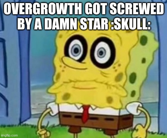 spabingleboingbabblepo | OVERGROWTH GOT SCREWED BY A DAMN STAR :SKULL: | image tagged in spabingleboingbabblepo | made w/ Imgflip meme maker