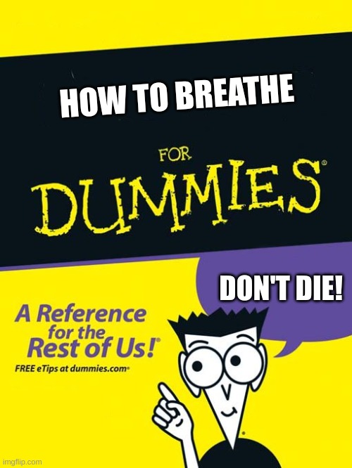 It's Simple! |  HOW TO BREATHE; DON'T DIE! | image tagged in for dummies book | made w/ Imgflip meme maker