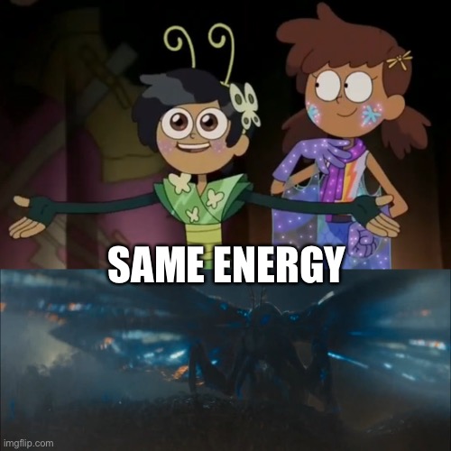 Marcy Wu and Mothra have the same energy |  SAME ENERGY | image tagged in amphibia,mothra,butterfly,same energy,godzilla | made w/ Imgflip meme maker