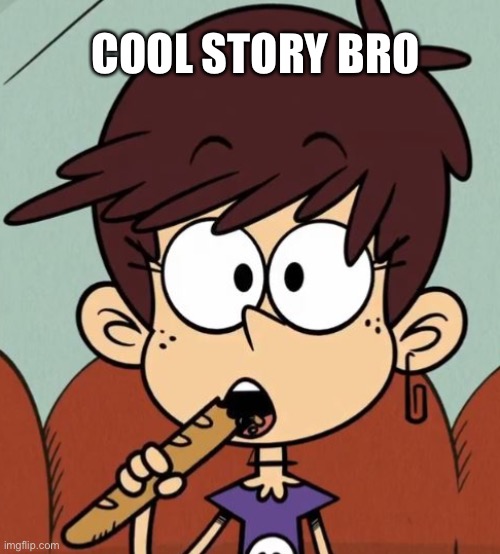 A Luna loud and bread meme |  COOL STORY BRO | image tagged in nickelodeon,the loud house,cartoons,cool story bro,bread | made w/ Imgflip meme maker
