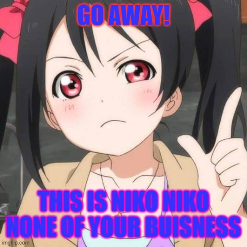 On the inside I feel like my ife is a gaping pit of uslessness and anyone who claims to be my friend just pities me. i will be a | GO AWAY! THIS IS NIKO NIKO NONE OF YOUR BUISNESS | image tagged in anime me,niko niko nii,aww,bruhh | made w/ Imgflip meme maker