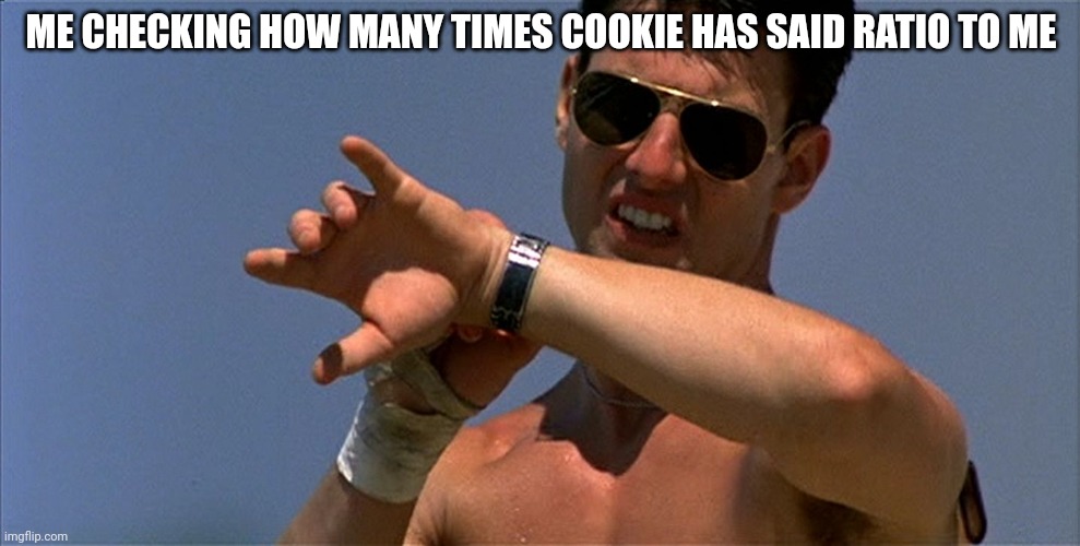 Maverick | ME CHECKING HOW MANY TIMES COOKIE HAS SAID RATIO TO ME | image tagged in maverick | made w/ Imgflip meme maker