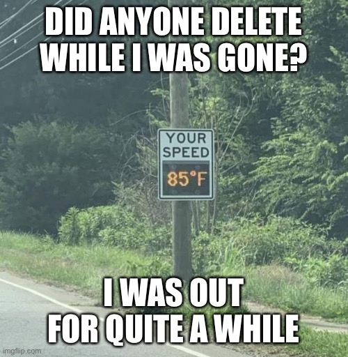 DID ANYONE DELETE WHILE I WAS GONE? I WAS OUT FOR QUITE A WHILE | made w/ Imgflip meme maker