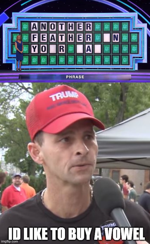 Maga | ID LIKE TO BUY A VOWEL | image tagged in trump supporter,politics,idiocracy,memes,trump is a criminal,lock him up | made w/ Imgflip meme maker