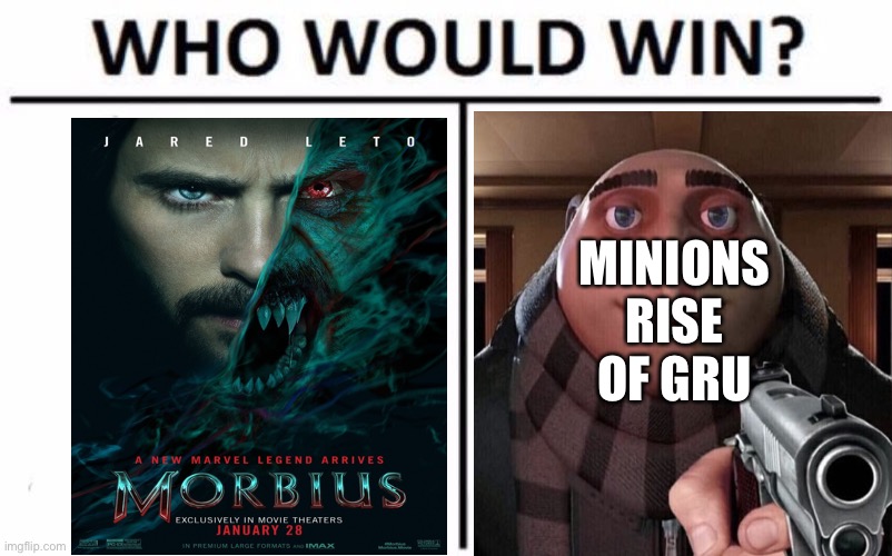 Who Would Win? Meme | MINIONS RISE OF GRU | image tagged in memes,who would win | made w/ Imgflip meme maker