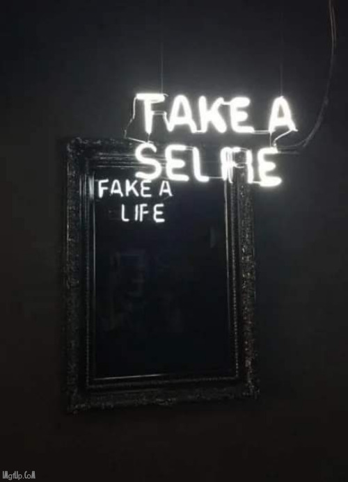 take a selfie ... fake a life | image tagged in selfie,fake | made w/ Imgflip meme maker