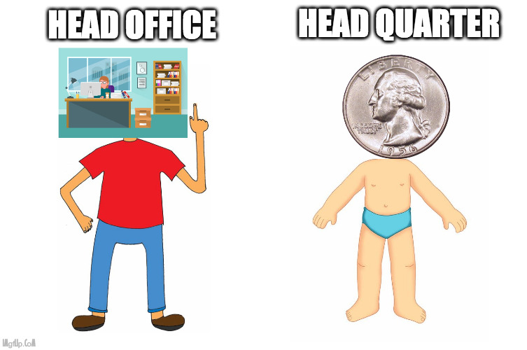 HEAD QUARTER | HEAD QUARTER; HEAD OFFICE | image tagged in office | made w/ Imgflip meme maker