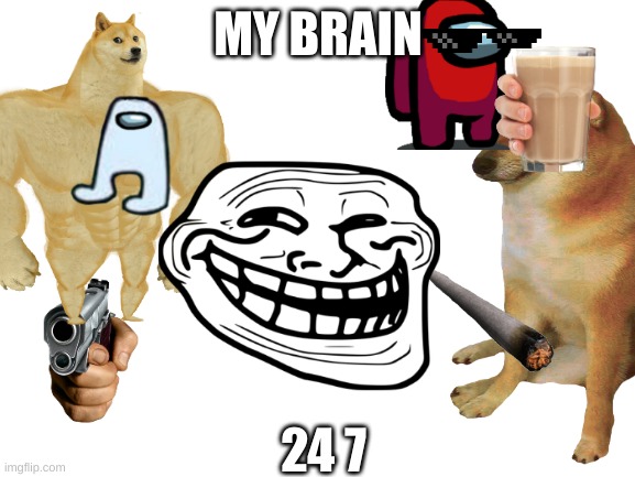 brains | MY BRAIN; 24 7 | image tagged in my brain | made w/ Imgflip meme maker