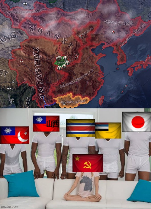 hoi 4 meme | image tagged in one girl five guys,hoi4,hearts of iron | made w/ Imgflip meme maker