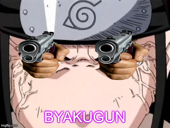 Neji Byakugun | BYAKUGUN | image tagged in neji,neji hyuga,memes,pointing gun,naruto shippuden,byakugun | made w/ Imgflip meme maker