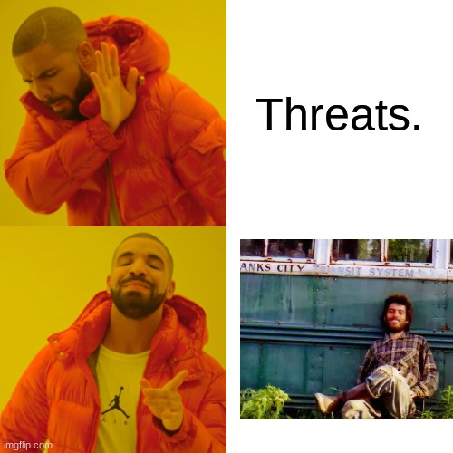 Drake Hotline Bling Meme | Threats. | image tagged in memes,drake hotline bling | made w/ Imgflip meme maker