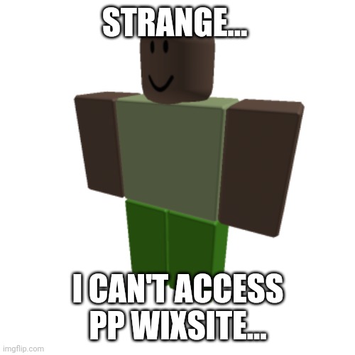 Roblox oc | STRANGE... I CAN'T ACCESS PP WIXSITE... | image tagged in roblox oc | made w/ Imgflip meme maker