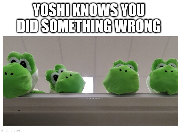 Yoshi | YOSHI KNOWS YOU DID SOMETHING WRONG | image tagged in yoshi | made w/ Imgflip meme maker