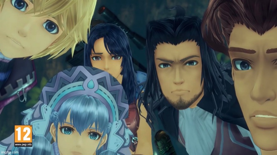 damn bro you got the whole squad laughing (xenoblade edition) | image tagged in damn bro you got the whole squad laughing xenoblade edition | made w/ Imgflip meme maker