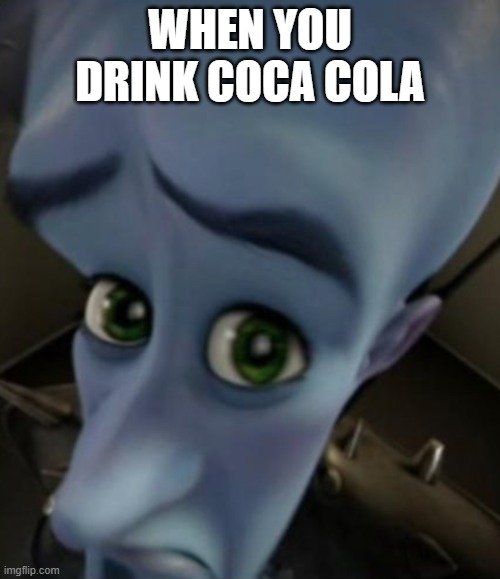 Sad Megamind | WHEN YOU DRINK COCA COLA | image tagged in coca cola,memes,megamind | made w/ Imgflip meme maker