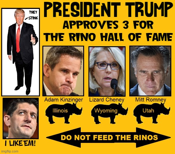 You Can't get much Filthier than these Three! |  PRESIDENT TRUMP; APPROVES 3 FOR THE RINO HALL OF FAME | image tagged in vince vance,rinos,hall of fame,memes,liz cheney,mitt romney | made w/ Imgflip meme maker