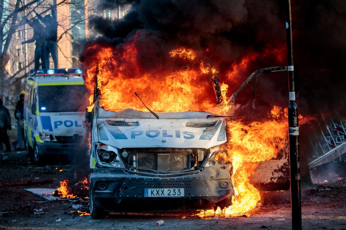 Burning police car Blank Meme Template