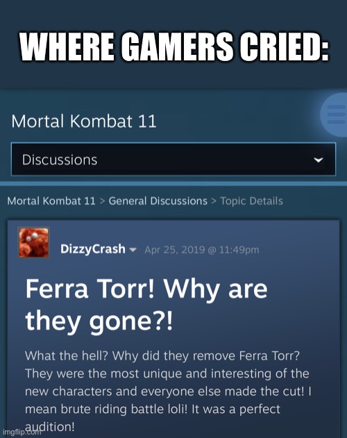 WHERE GAMERS CRIED: | made w/ Imgflip meme maker