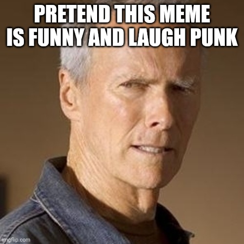 CLINT EASTWOOD | PRETEND THIS MEME IS FUNNY AND LAUGH PUNK | image tagged in clint eastwood | made w/ Imgflip meme maker