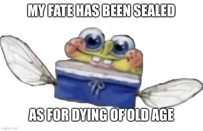 SpongeBob nectar | MY FATE HAS BEEN SEALED; AS FOR DYING OF OLD AGE | image tagged in spongebob nectar | made w/ Imgflip meme maker