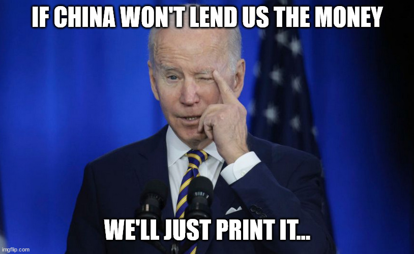 Democrats really hate America | IF CHINA WON'T LEND US THE MONEY WE'LL JUST PRINT IT... | image tagged in special kind of stupid | made w/ Imgflip meme maker