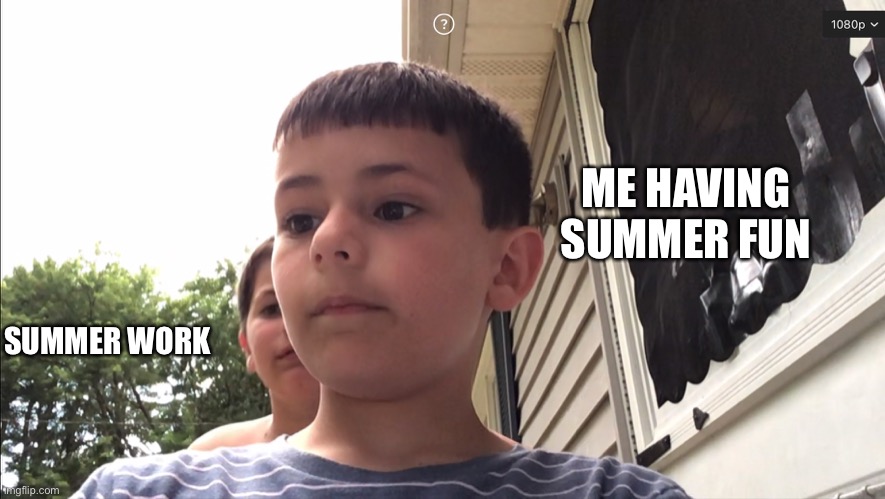 Two Stares | ME HAVING SUMMER FUN; SUMMER WORK | image tagged in two stares | made w/ Imgflip meme maker