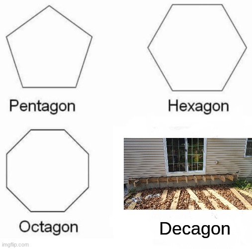 it's a rectangular prism actually | Decagon | image tagged in pentagon hexagon octagon,math,geometry | made w/ Imgflip meme maker