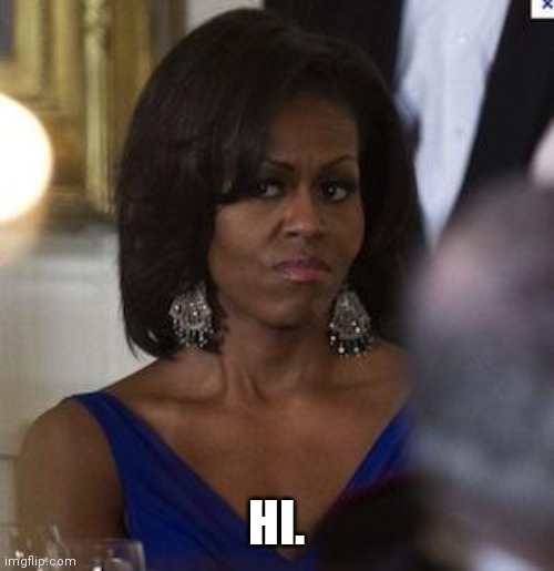 Michelle Obama side eye | HI. | image tagged in michelle obama side eye | made w/ Imgflip meme maker