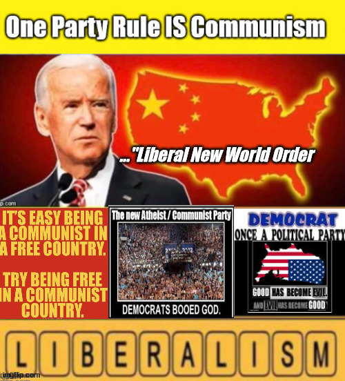 Liberal New World ORDER | ..."Liberal New World Order | image tagged in liberal new world order,nwo,biden,american communists,evil | made w/ Imgflip meme maker