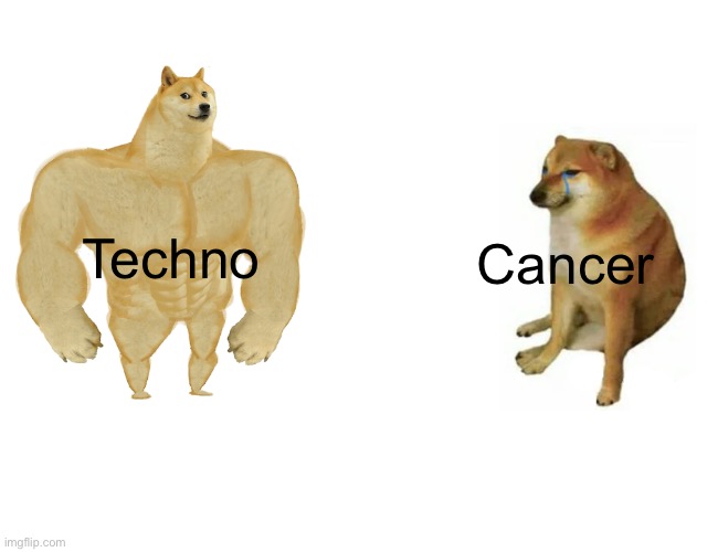 Buff Doge vs. Cheems | Cancer; Techno | image tagged in memes,buff doge vs cheems | made w/ Imgflip meme maker