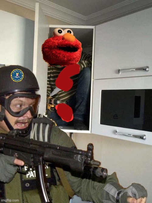 FBI strike force | image tagged in man hiding in cubboard from swat template,get him,when they call your name,better run and hide | made w/ Imgflip meme maker