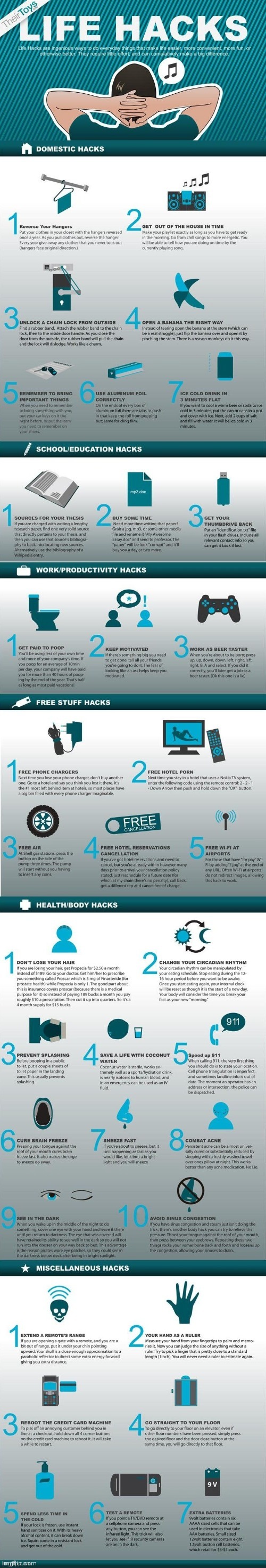 LIFE-HACKS INFOGRAPHIC (Found By SimoTheFinlandized - Not Mine - Repost) | image tagged in simothefinlandized,life hack,infographic,tutorial,repost | made w/ Imgflip meme maker