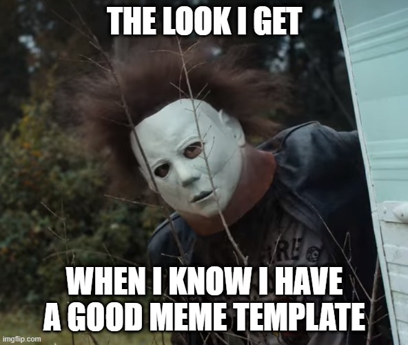 Eddie & The Hellfire Club | THE LOOK I GET; WHEN I KNOW I HAVE A GOOD MEME TEMPLATE | image tagged in hellfire club,stranger things,michael myers,halloween | made w/ Imgflip meme maker