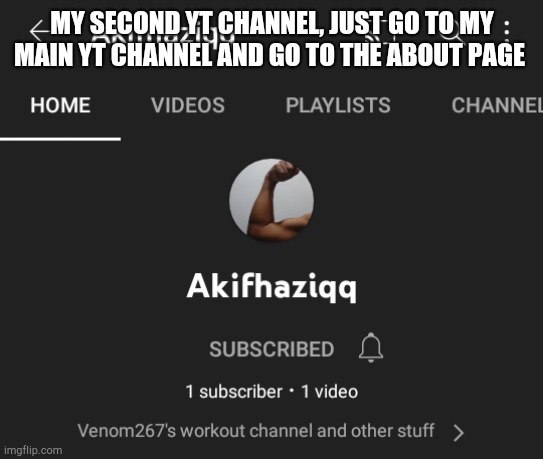 Ñ | MY SECOND YT CHANNEL, JUST GO TO MY MAIN YT CHANNEL AND GO TO THE ABOUT PAGE | made w/ Imgflip meme maker