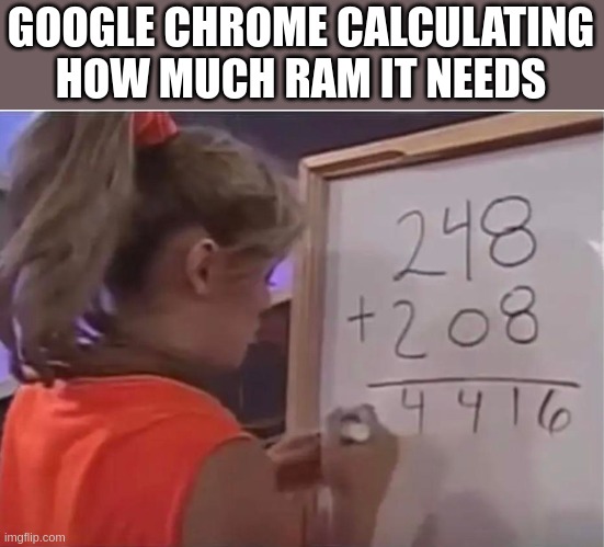 GOOGLE CHROME CALCULATING HOW MUCH RAM IT NEEDS | image tagged in google chrome,windows,memes | made w/ Imgflip meme maker