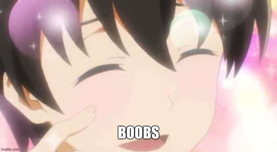 Cute anime boy | BOOBS | image tagged in cute anime boy | made w/ Imgflip meme maker