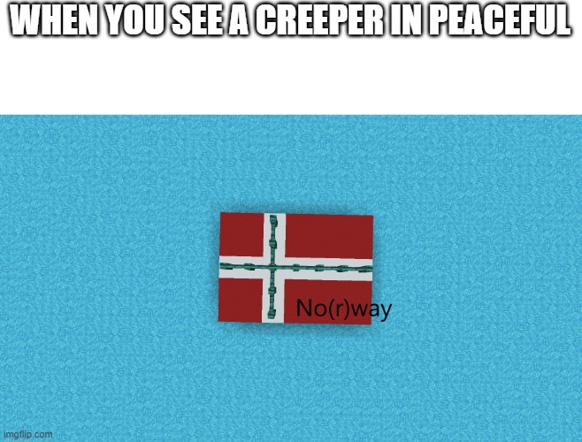 i created this template and you can use this btw | WHEN YOU SEE A CREEPER IN PEACEFUL | image tagged in no r way | made w/ Imgflip meme maker