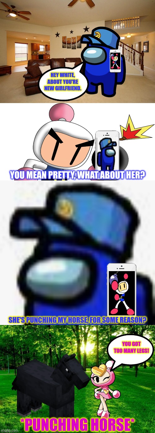 Asdfmovie reference #1 | image tagged in bomberman,horse,minecraft,ocs,asdfmovie,crossover | made w/ Imgflip meme maker