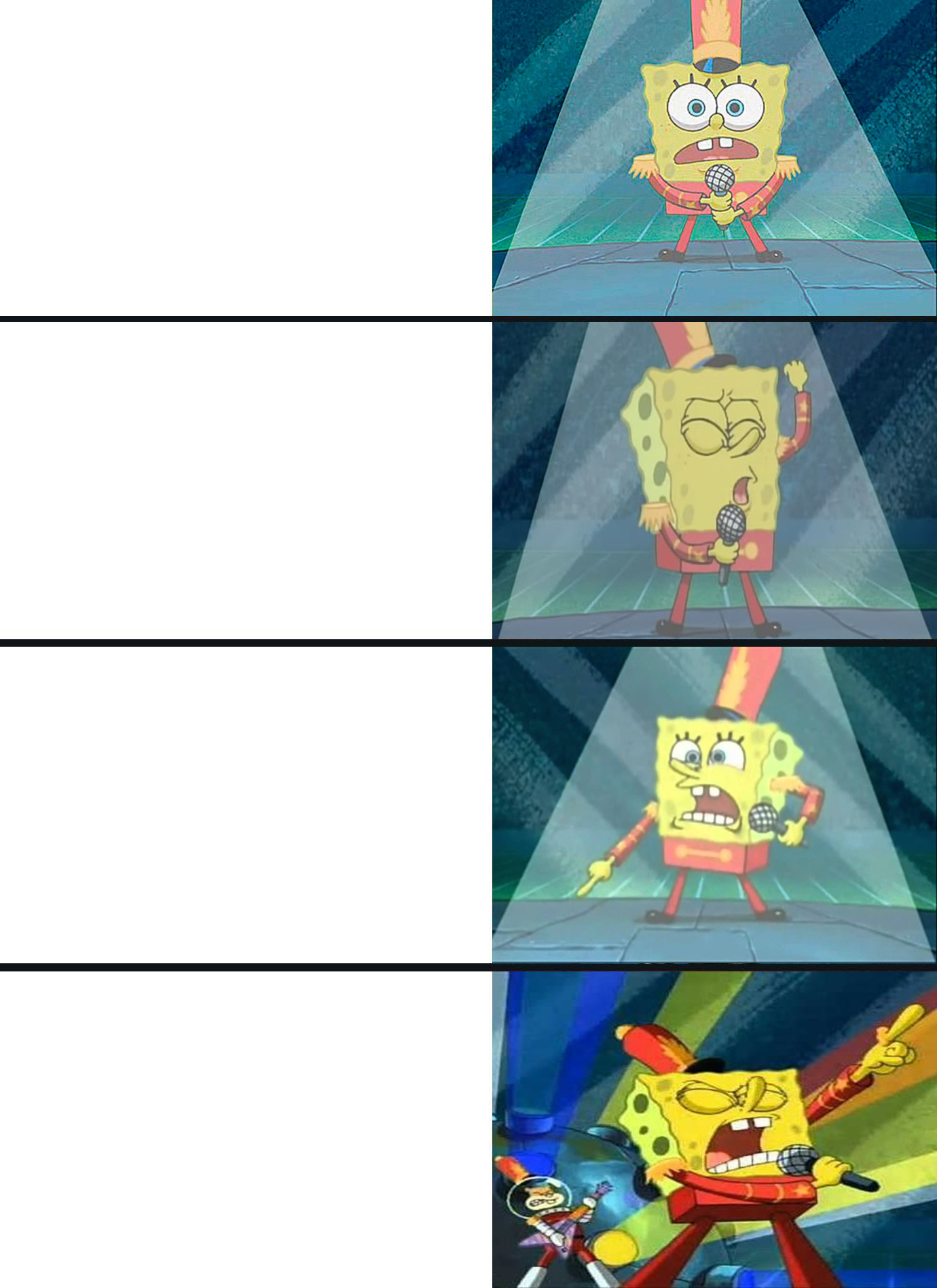 Spongebob Singing 4 panels Blank Meme Template