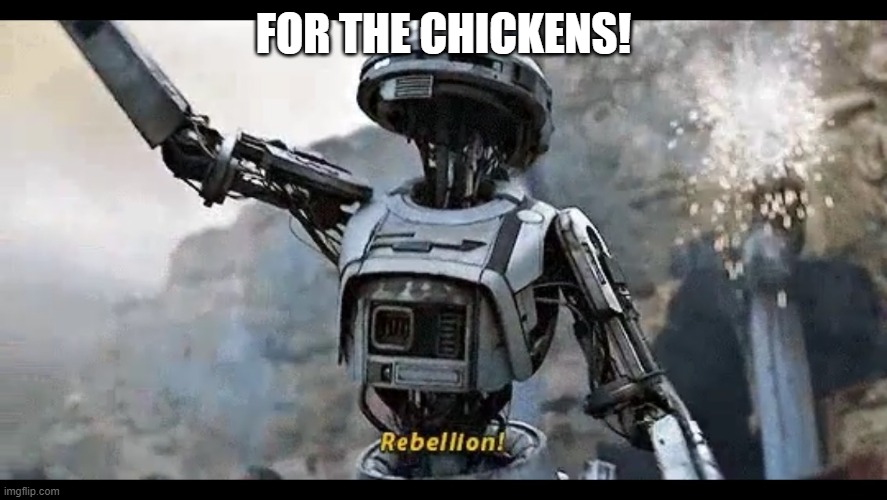 Rebellion! | FOR THE CHICKENS! | image tagged in rebellion | made w/ Imgflip meme maker