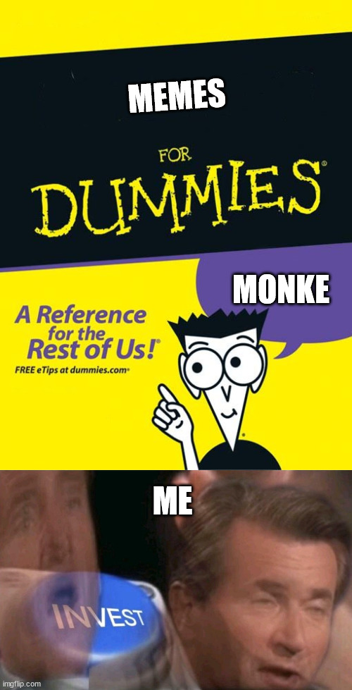 noice | MEMES; MONKE; ME | image tagged in for dummies book,invest | made w/ Imgflip meme maker