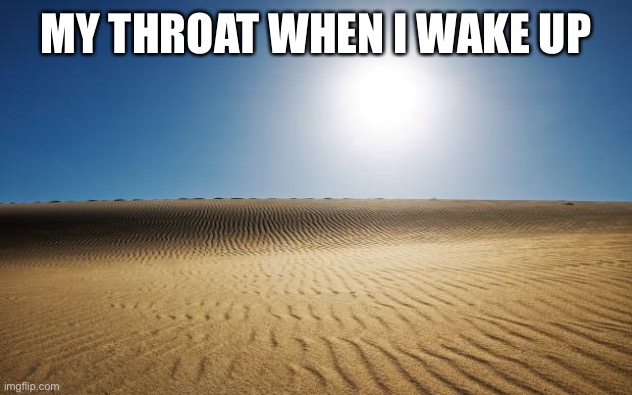 desert | MY THROAT WHEN I WAKE UP | image tagged in desert | made w/ Imgflip meme maker
