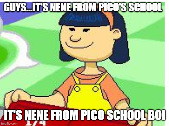 Give me a whole tray of memes | GUYS...IT'S NENE FROM PICO'S SCHOOL; IT'S NENE FROM PICO SCHOOL BOI | image tagged in memes | made w/ Imgflip meme maker