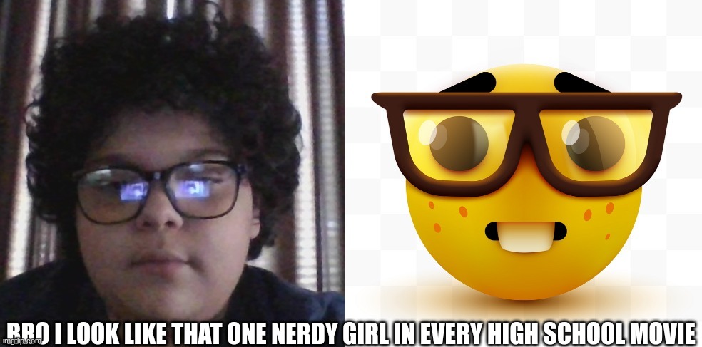 BRO I LOOK LIKE THAT ONE NERDY GIRL IN EVERY HIGH SCHOOL MOVIE | made w/ Imgflip meme maker