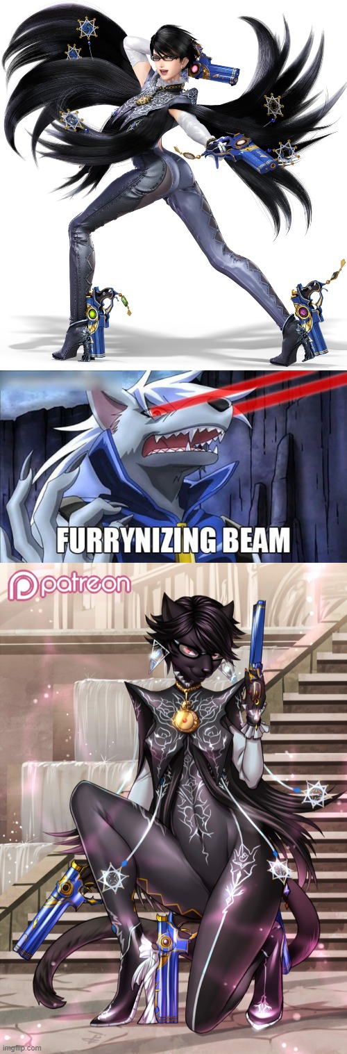 Panthernetta (By alanscampos) | image tagged in furrynizing beam,furry,bayonetta | made w/ Imgflip meme maker