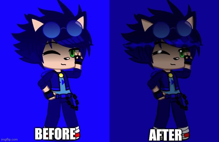 Wanted to try some editing and with some help from a tutorial, I made this :D | AFTER; BEFORE | image tagged in gacha club,sonic the hedgehog,edit | made w/ Imgflip meme maker