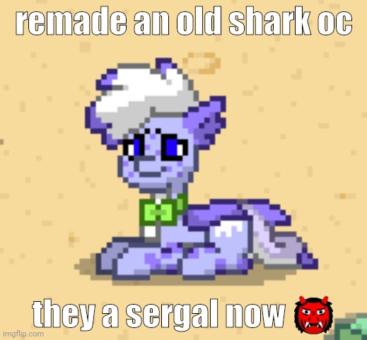 remade an old shark oc; they a sergal now 👹 | made w/ Imgflip meme maker