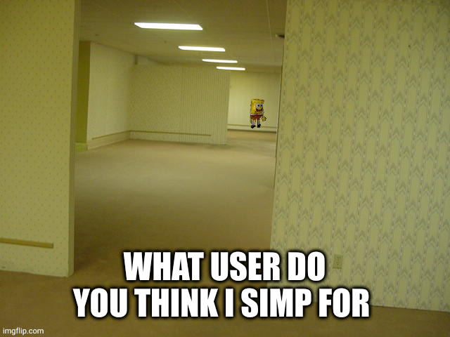 I don't really simp for any users tbh I just wanna see what you guys think | WHAT USER DO YOU THINK I SIMP FOR | image tagged in backrooms spongebob | made w/ Imgflip meme maker