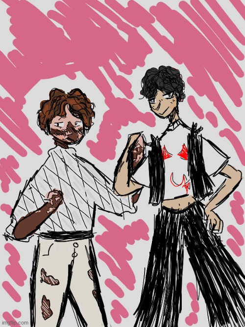 i made husbands-- on the left is Alexis, and on the right is Azazel. I LOVE THEM-- | made w/ Imgflip meme maker