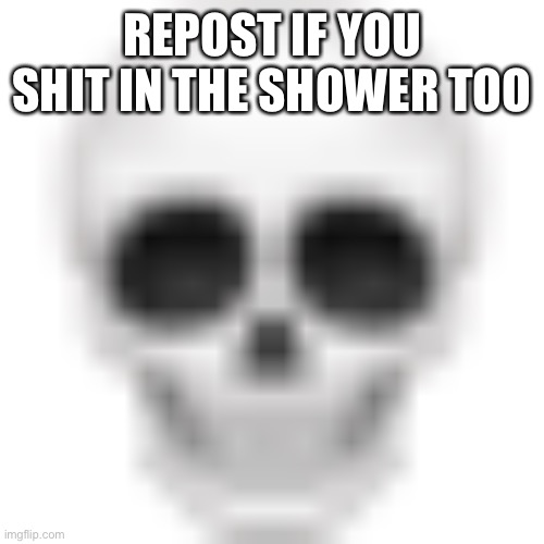 :skull: | REPOST IF YOU SHIT IN THE SHOWER TOO | image tagged in skull | made w/ Imgflip meme maker